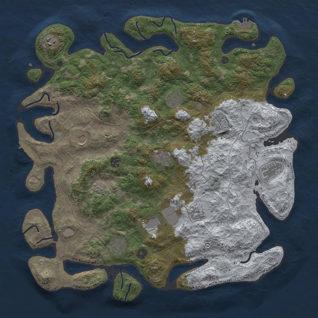 Rust Map: Procedural Map, Size: 4500, Seed: 3590300, 20 Monuments