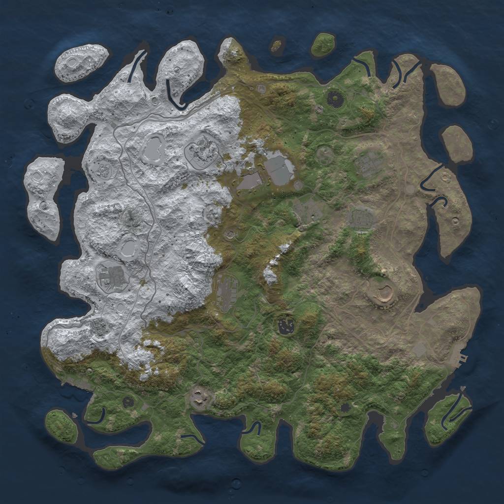 Rust Map: Procedural Map, Size: 4500, Seed: 1381570, 20 Monuments