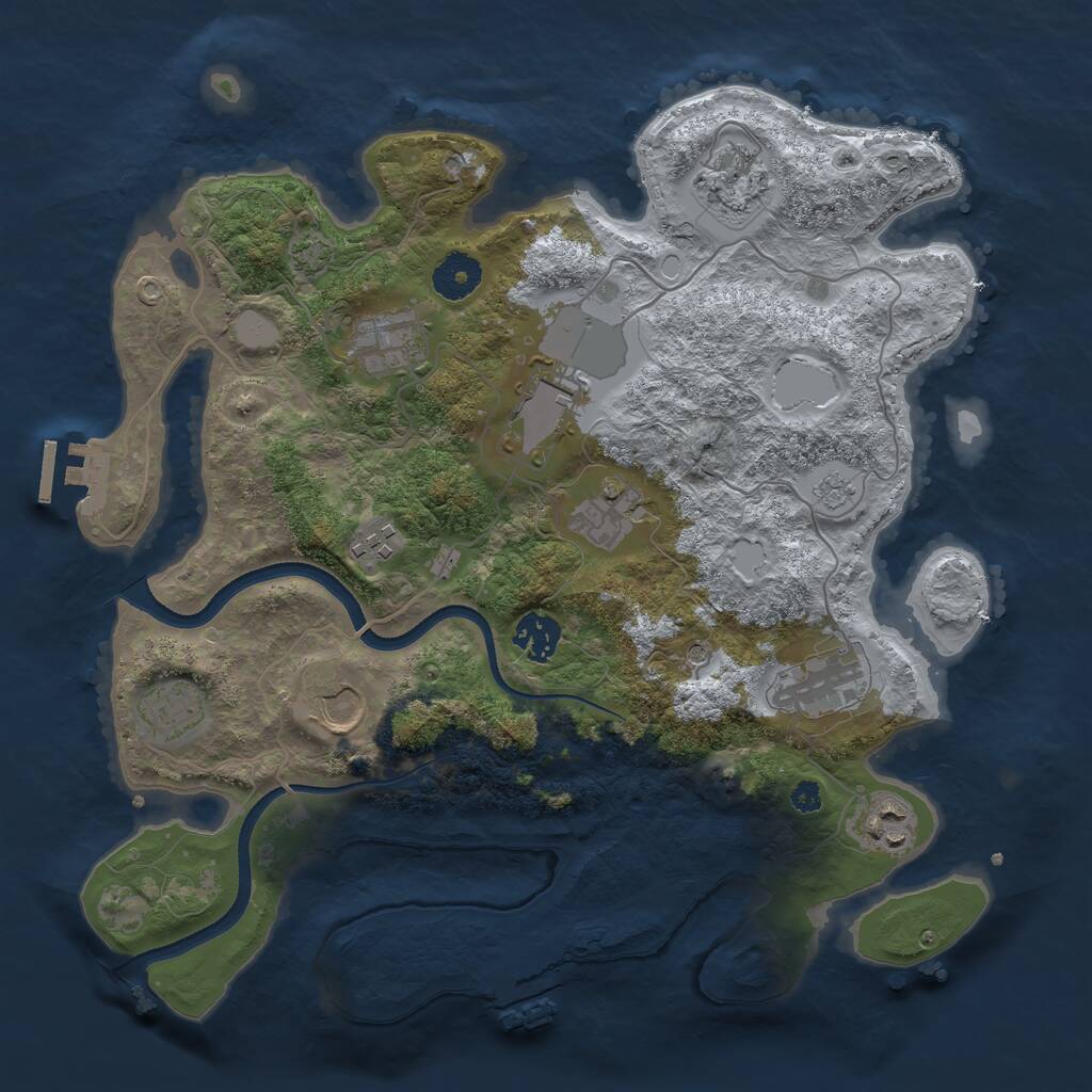 Rust Map: Procedural Map, Size: 3500, Seed: 504741, 16 Monuments
