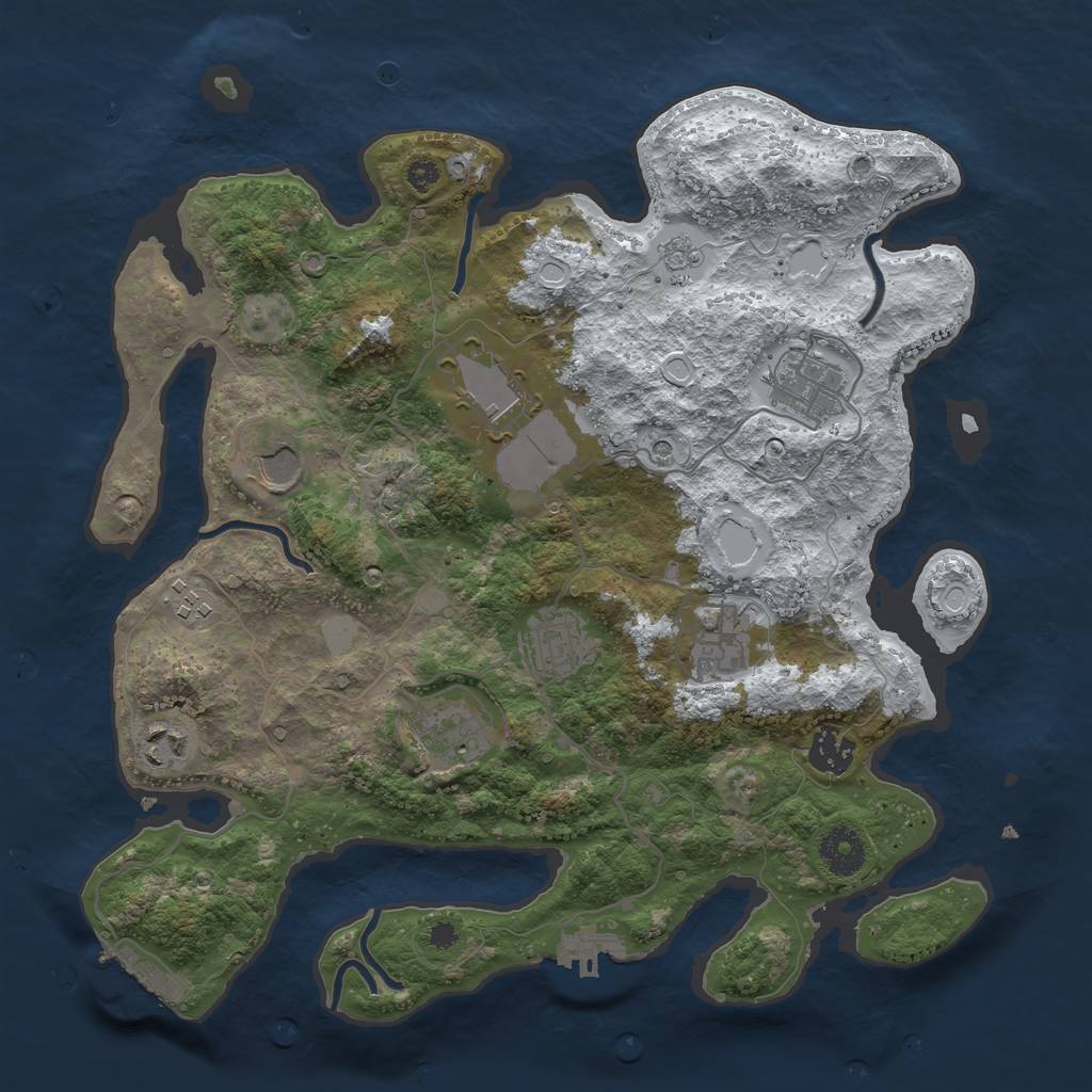 Rust Map: Procedural Map, Size: 3500, Seed: 504741, 18 Monuments