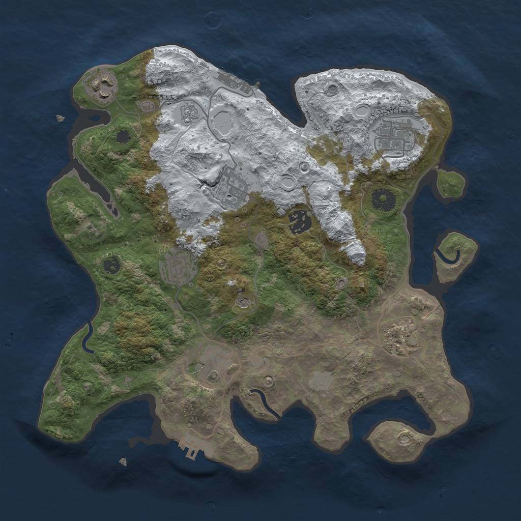 Rust Map: Procedural Map, Size: 3250, Seed: 2532017, 16 Monuments