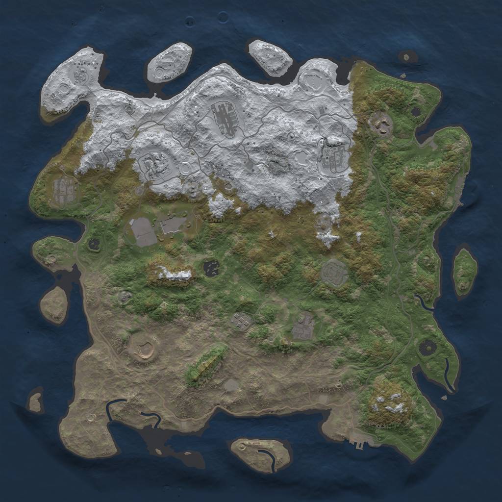Rust Map: Procedural Map, Size: 4500, Seed: 2876639, 20 Monuments