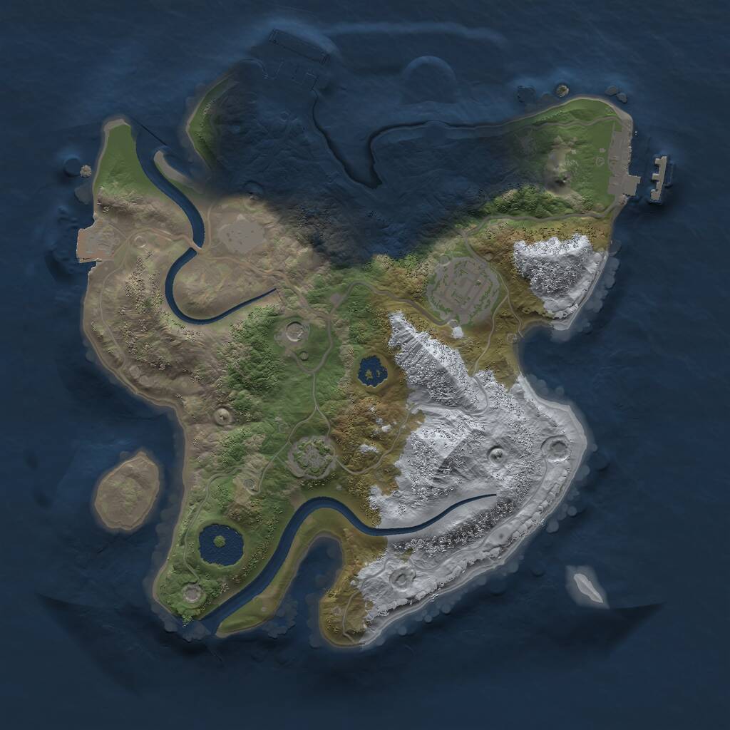 Rust Map: Procedural Map, Size: 2500, Seed: 1597433658, 6 Monuments