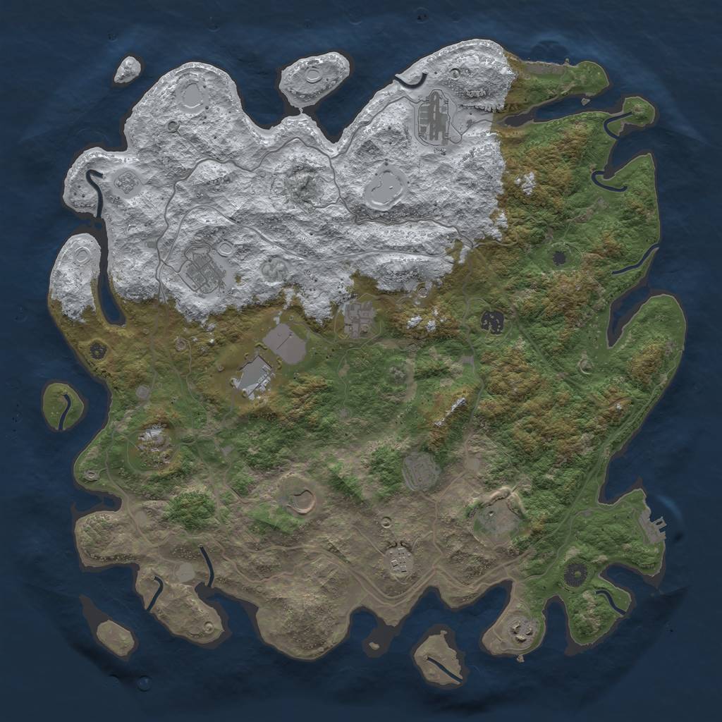 Rust Map: Procedural Map, Size: 4500, Seed: 2193840, 20 Monuments