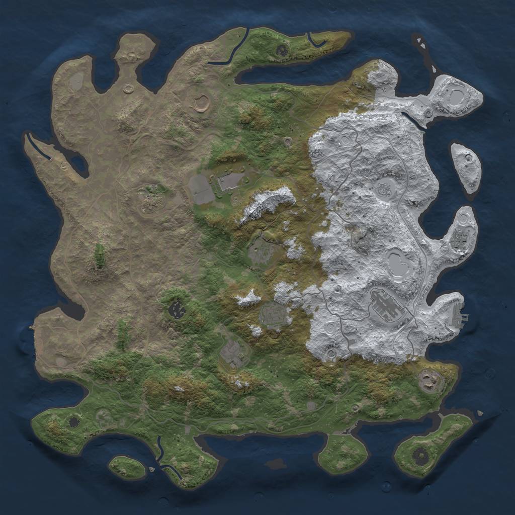 Rust Map: Procedural Map, Size: 4500, Seed: 1340290, 19 Monuments