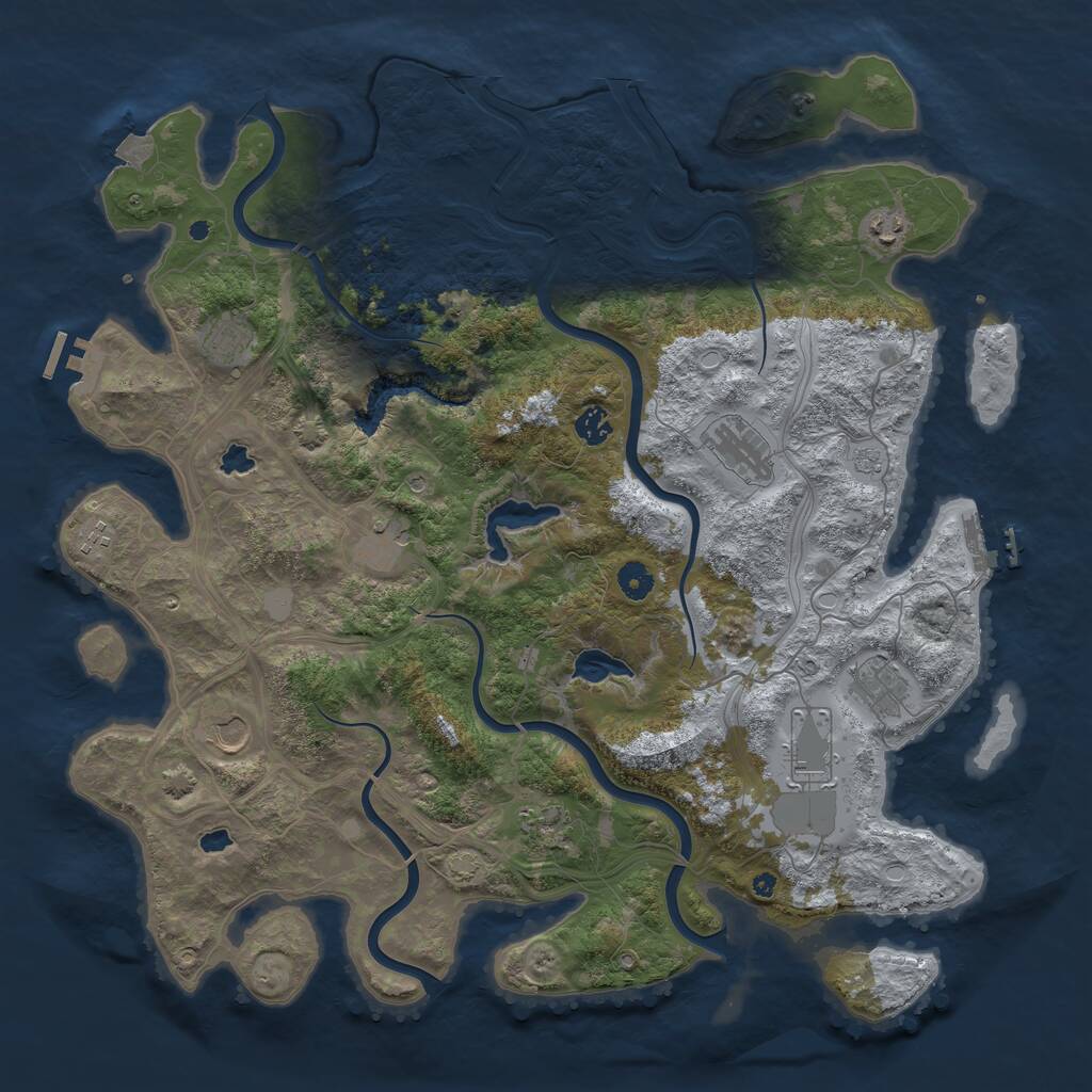 Rust Map: Procedural Map, Size: 4500, Seed: 556793, 16 Monuments