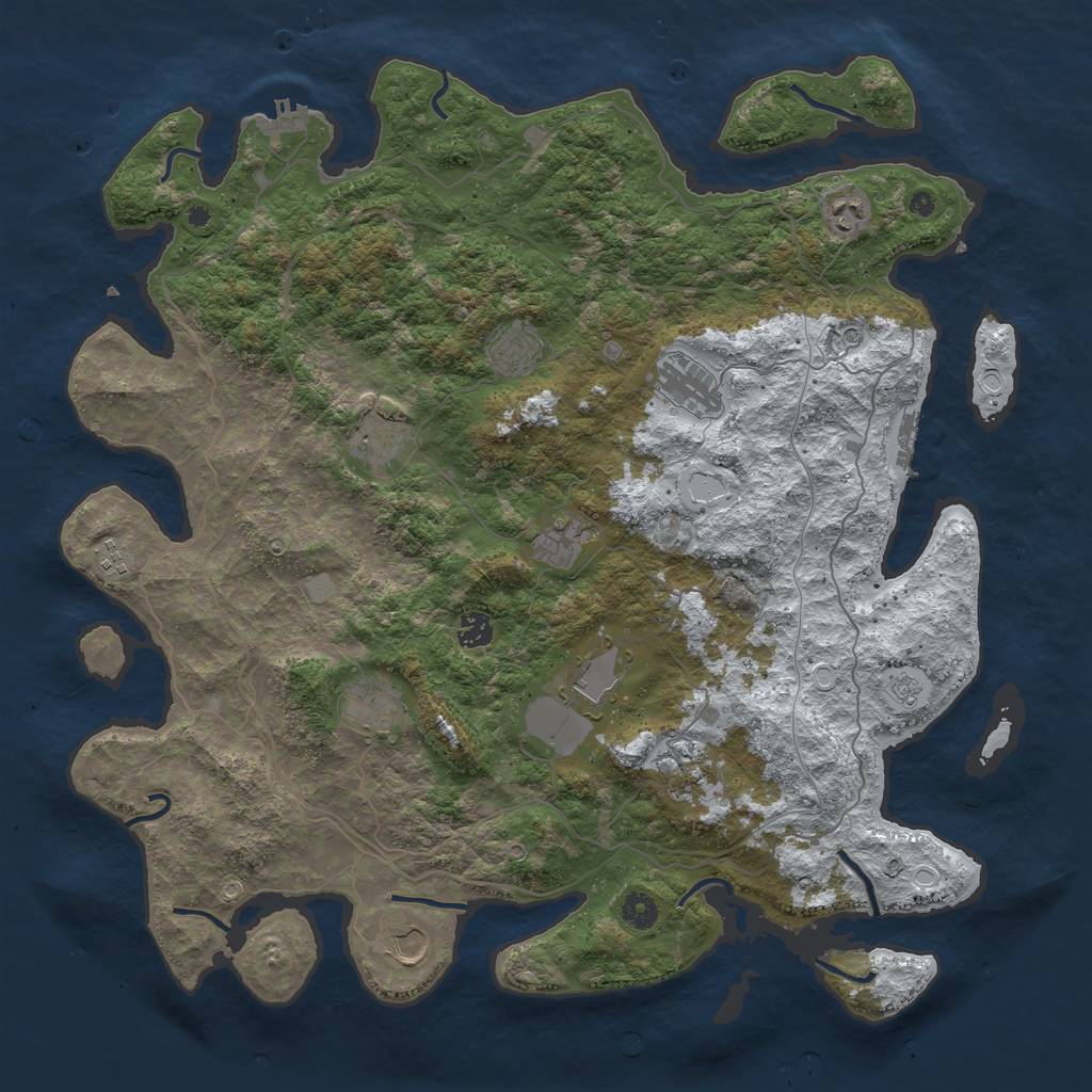 Rust Map: Procedural Map, Size: 4500, Seed: 556793, 20 Monuments