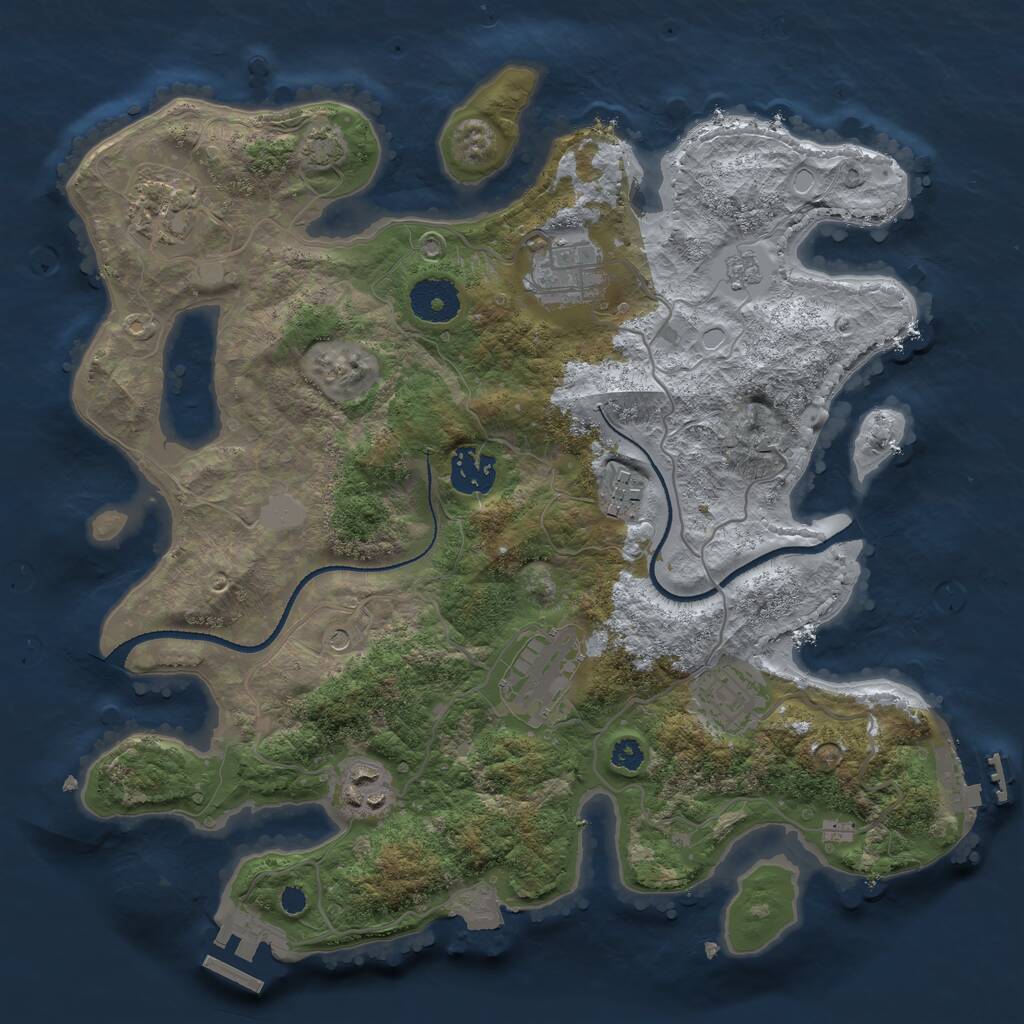 Rust Map: Procedural Map, Size: 3250, Seed: 1037665, 13 Monuments