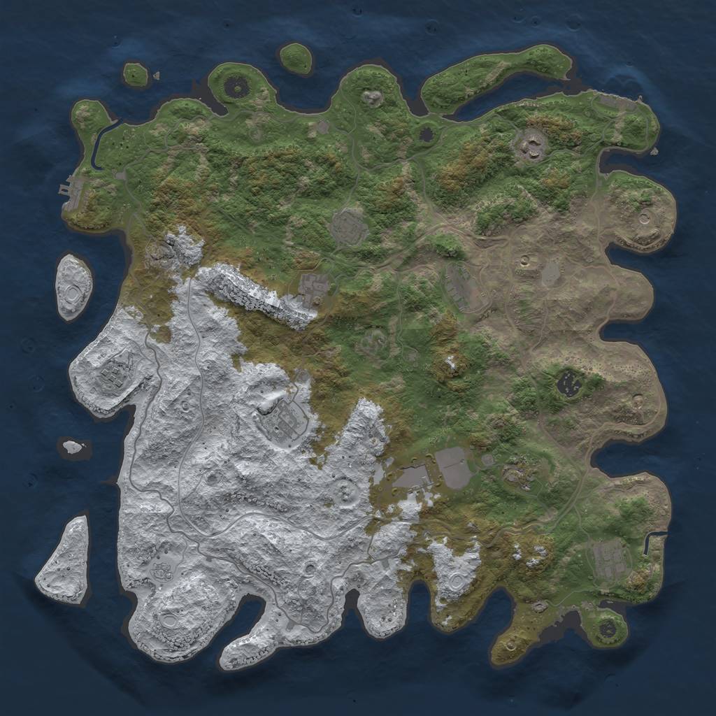Rust Map: Procedural Map, Size: 4500, Seed: 610079, 19 Monuments