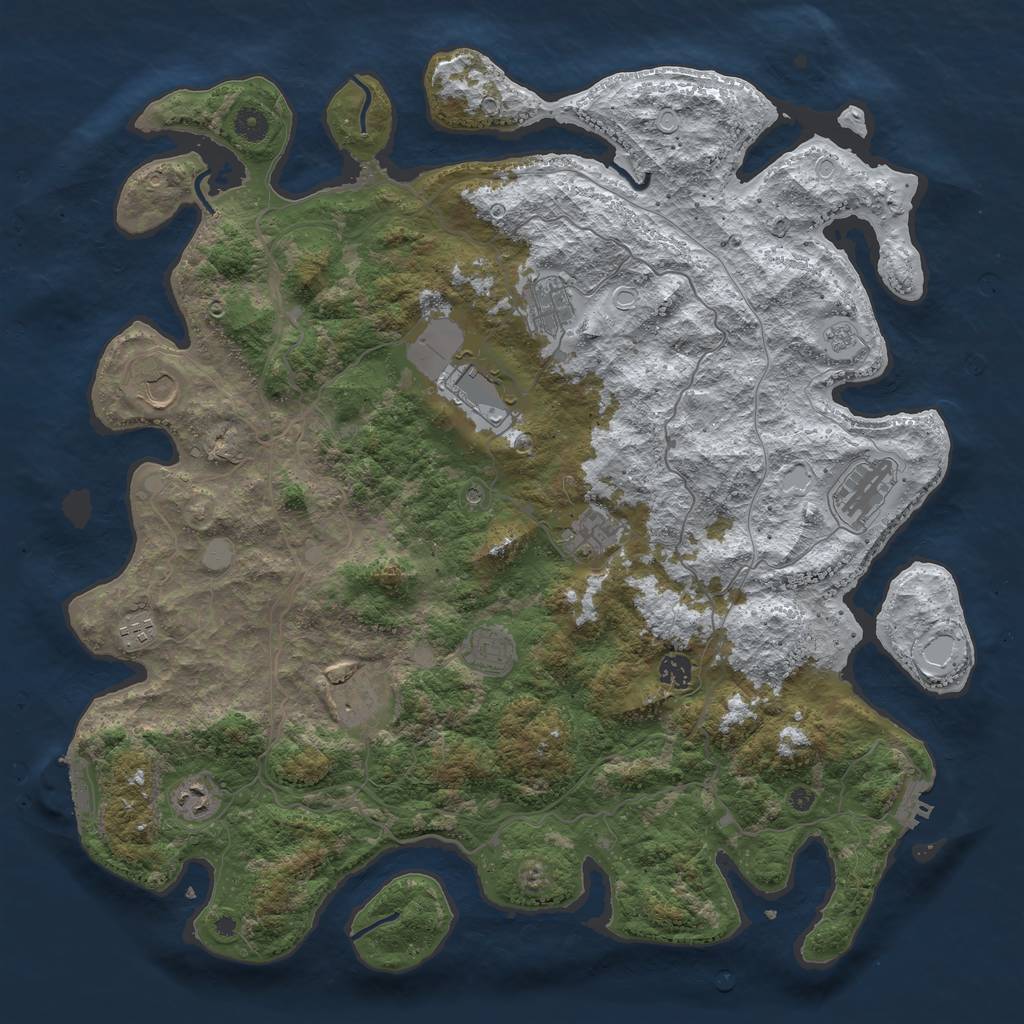 Rust Map: Procedural Map, Size: 4500, Seed: 4021894, 19 Monuments