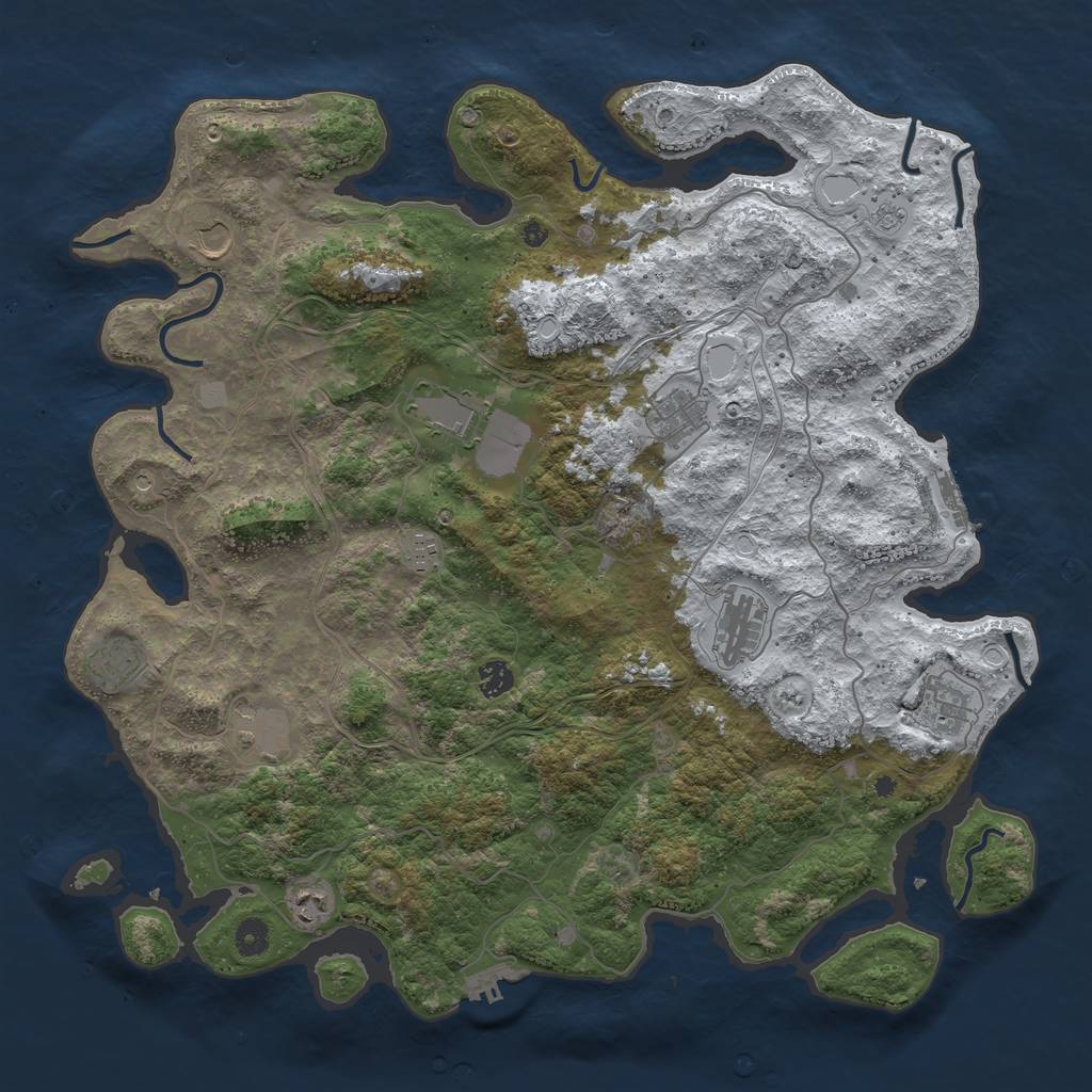 Rust Map: Procedural Map, Size: 4500, Seed: 393588, 19 Monuments