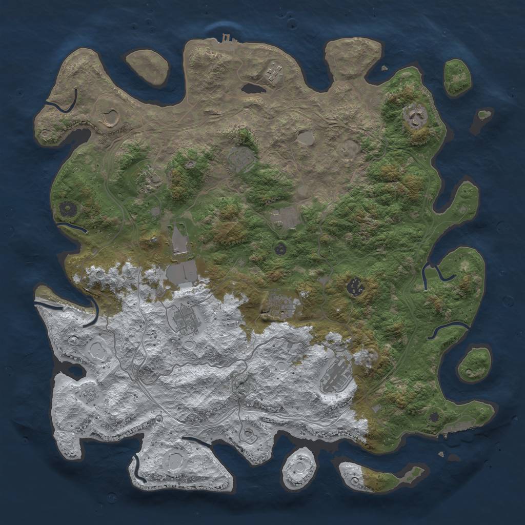 Rust Map: Procedural Map, Size: 4500, Seed: 6126085, 20 Monuments