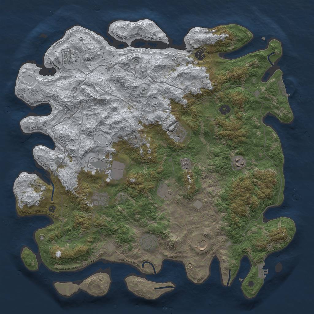 Rust Map: Procedural Map, Size: 4500, Seed: 5343962, 19 Monuments