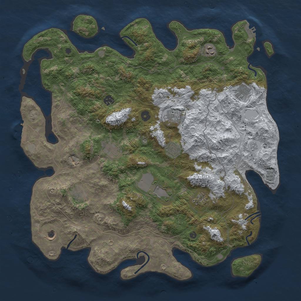 Rust Map: Procedural Map, Size: 4500, Seed: 6250501, 20 Monuments