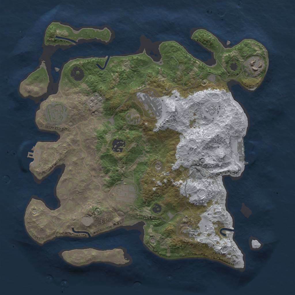 Rust Map: Procedural Map, Size: 3250, Seed: 2994606, 16 Monuments