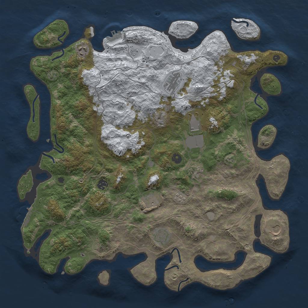 Rust Map: Procedural Map, Size: 4500, Seed: 5330057, 18 Monuments