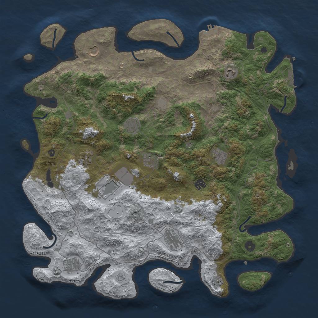 Rust Map: Procedural Map, Size: 4500, Seed: 4787079, 20 Monuments