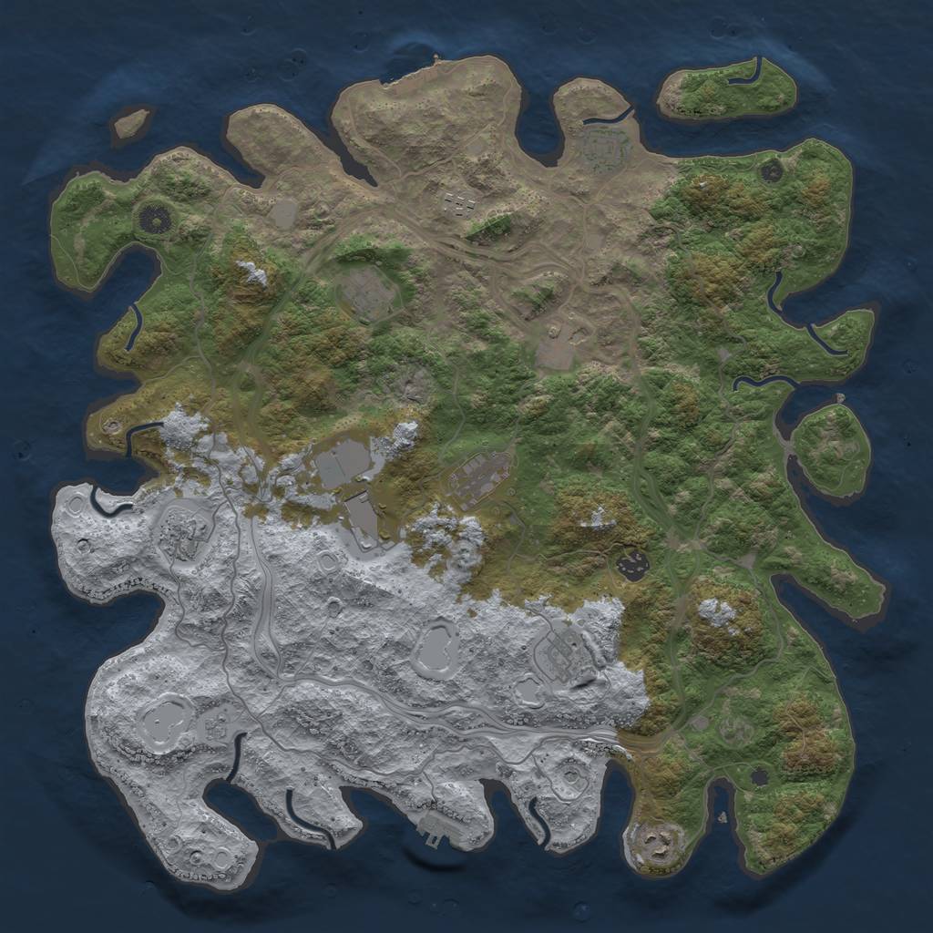 Rust Map: Procedural Map, Size: 4500, Seed: 2484071, 17 Monuments