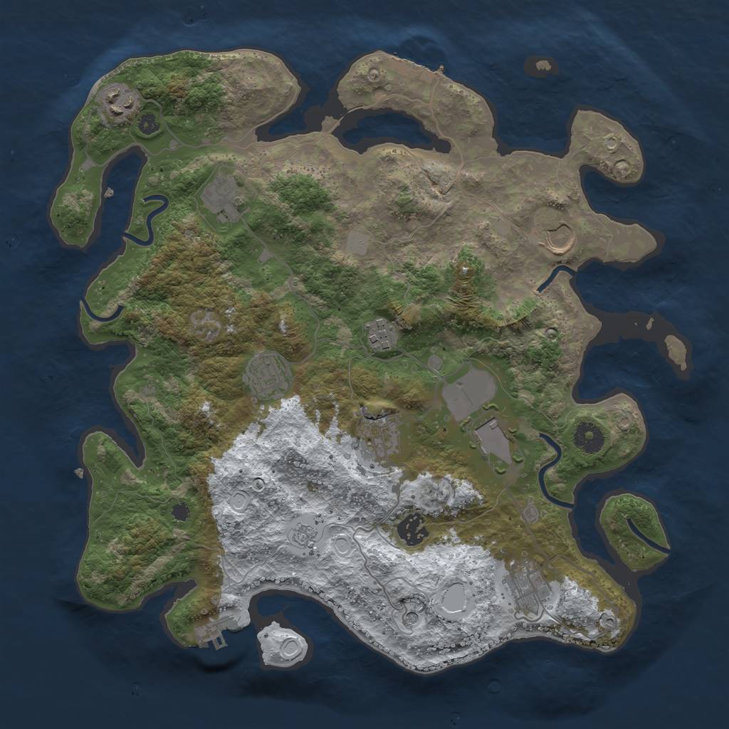 Rust Map: Procedural Map, Size: 3600, Seed: 548655, 18 Monuments