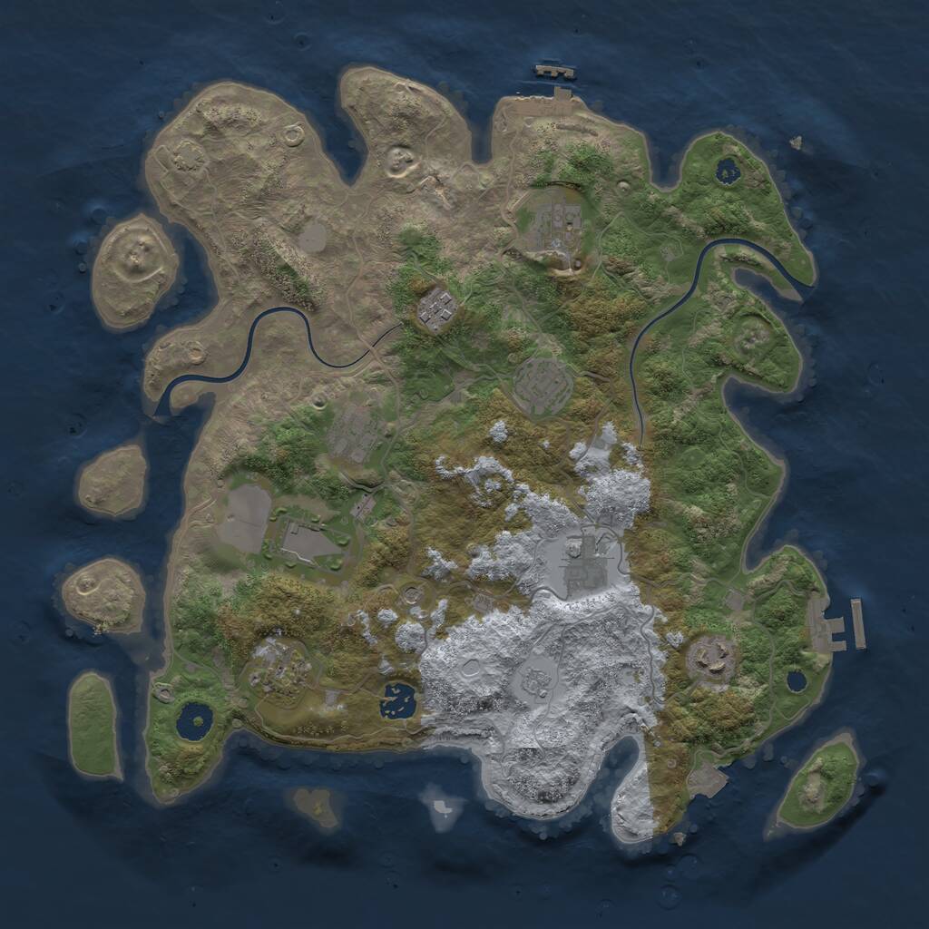 Rust Map: Procedural Map, Size: 3750, Seed: 988286279, 15 Monuments