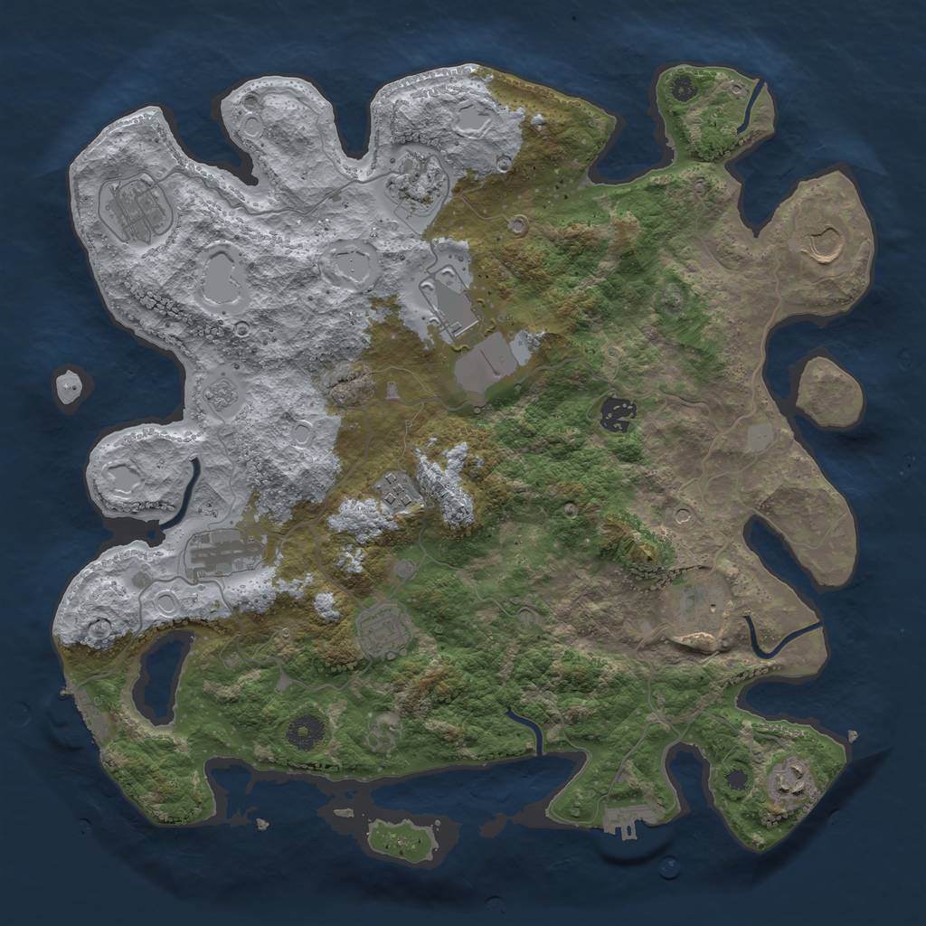 Rust Map: Procedural Map, Size: 3850, Seed: 530827958, 19 Monuments