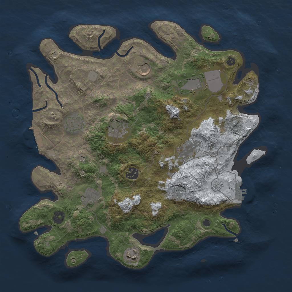 Rust Map: Procedural Map, Size: 3500, Seed: 171717, 18 Monuments