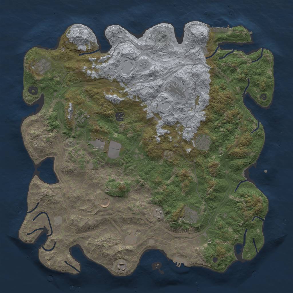 Rust Map: Procedural Map, Size: 4500, Seed: 2107764, 20 Monuments