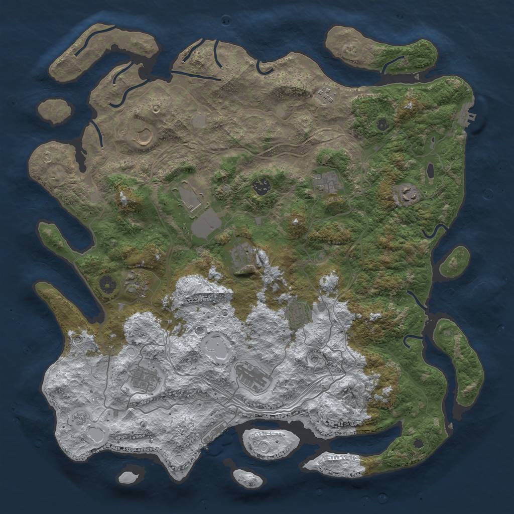 Rust Map: Procedural Map, Size: 4500, Seed: 2741726, 20 Monuments