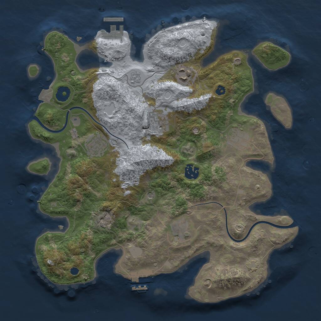 Rust Map: Procedural Map, Size: 3250, Seed: 2823168, 12 Monuments