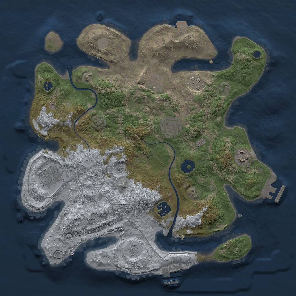 Rust Map: Procedural Map, Size: 3250, Seed: 1710628, 12 Monuments