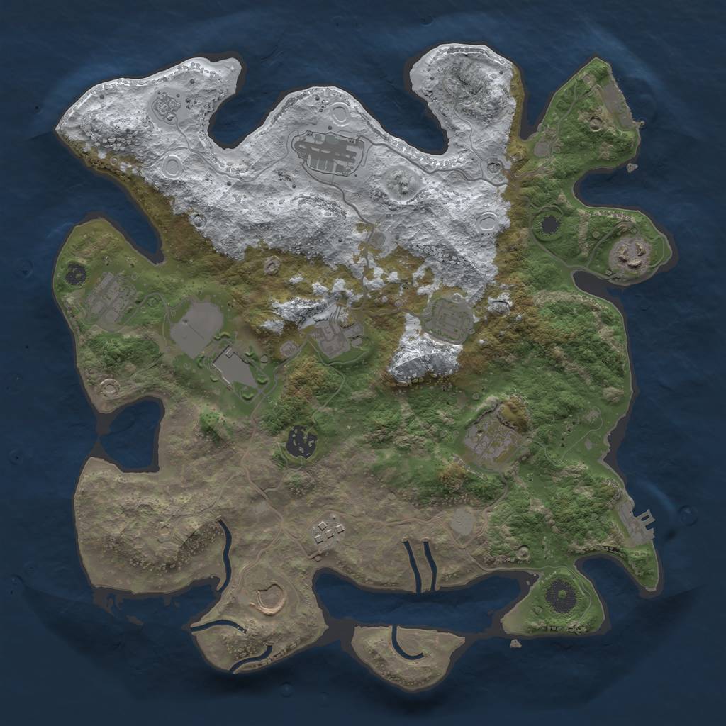 Rust Map: Procedural Map, Size: 3500, Seed: 648263, 19 Monuments