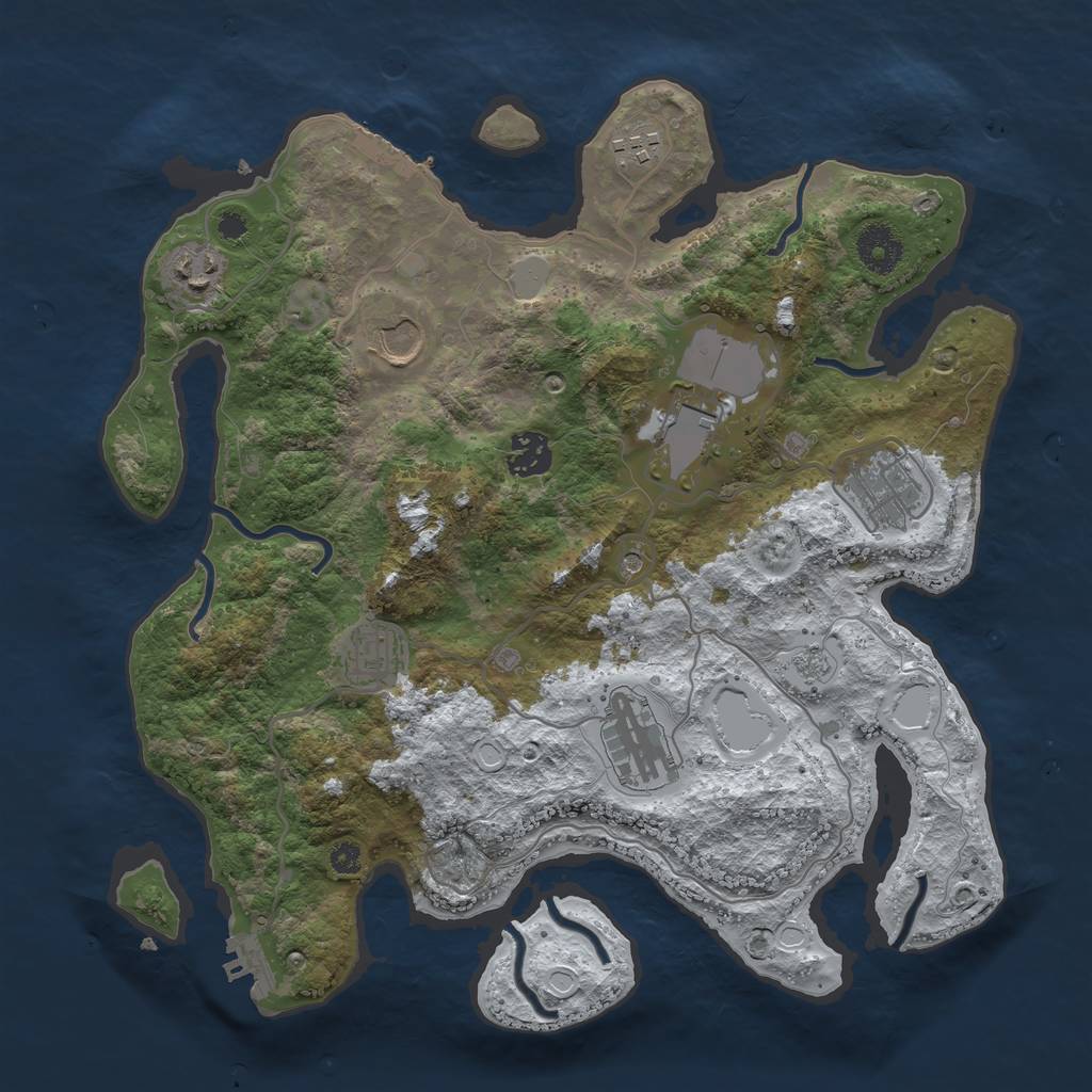 Rust Map: Procedural Map, Size: 3500, Seed: 8283846, 17 Monuments