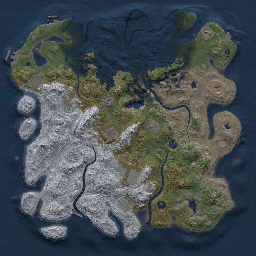 Rust Map: Procedural Map, Size: 4500, Seed: 1636861, 17 Monuments