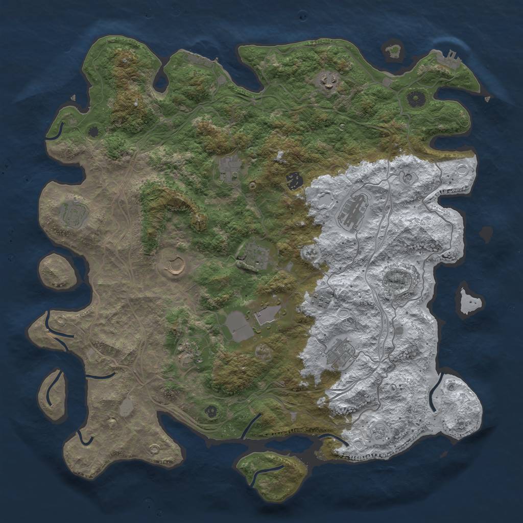 Rust Map: Procedural Map, Size: 4500, Seed: 4317826, 20 Monuments