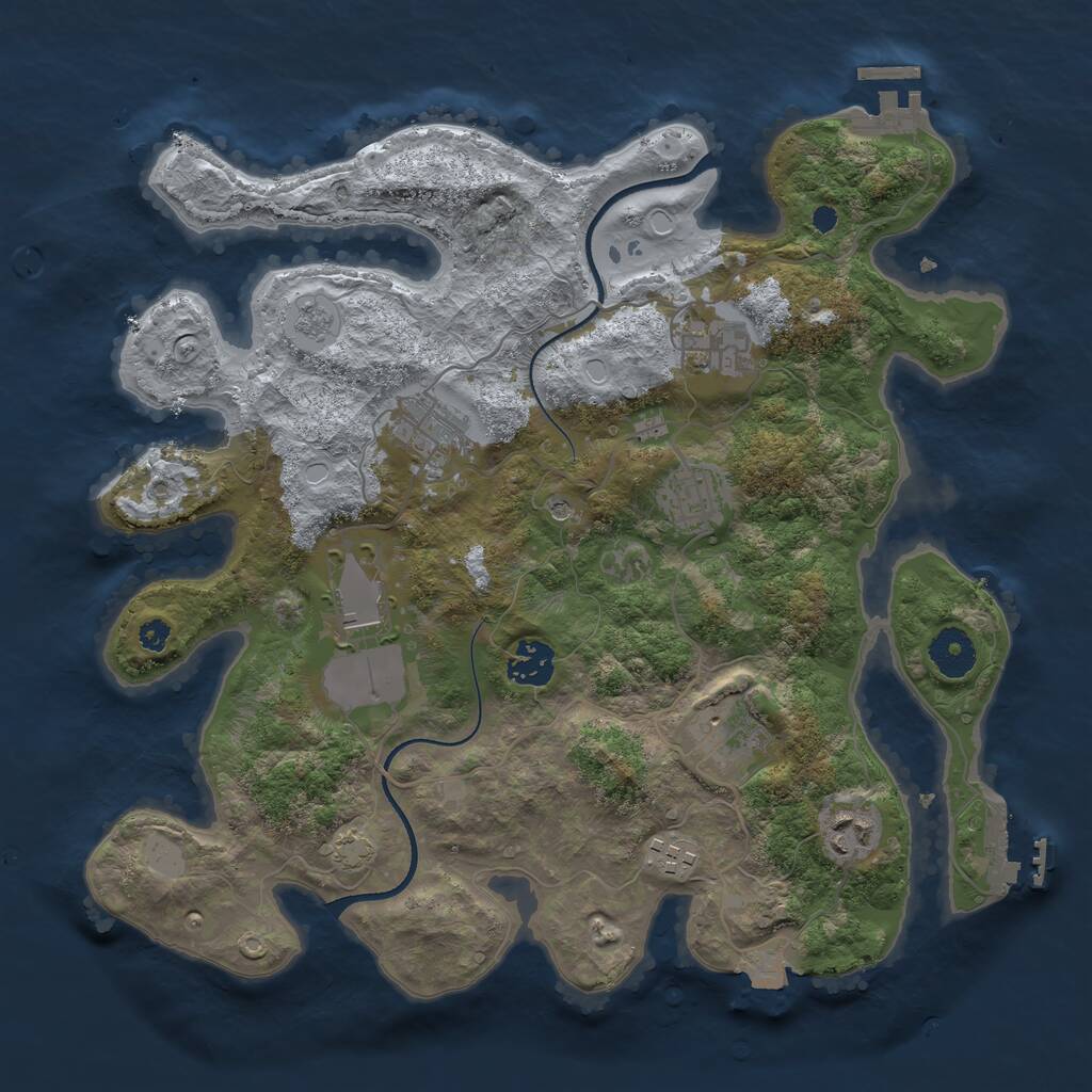 Rust Map: Procedural Map, Size: 3500, Seed: 2080482, 14 Monuments