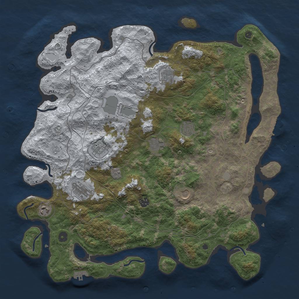 Rust Map: Procedural Map, Size: 4500, Seed: 1592390997, 19 Monuments