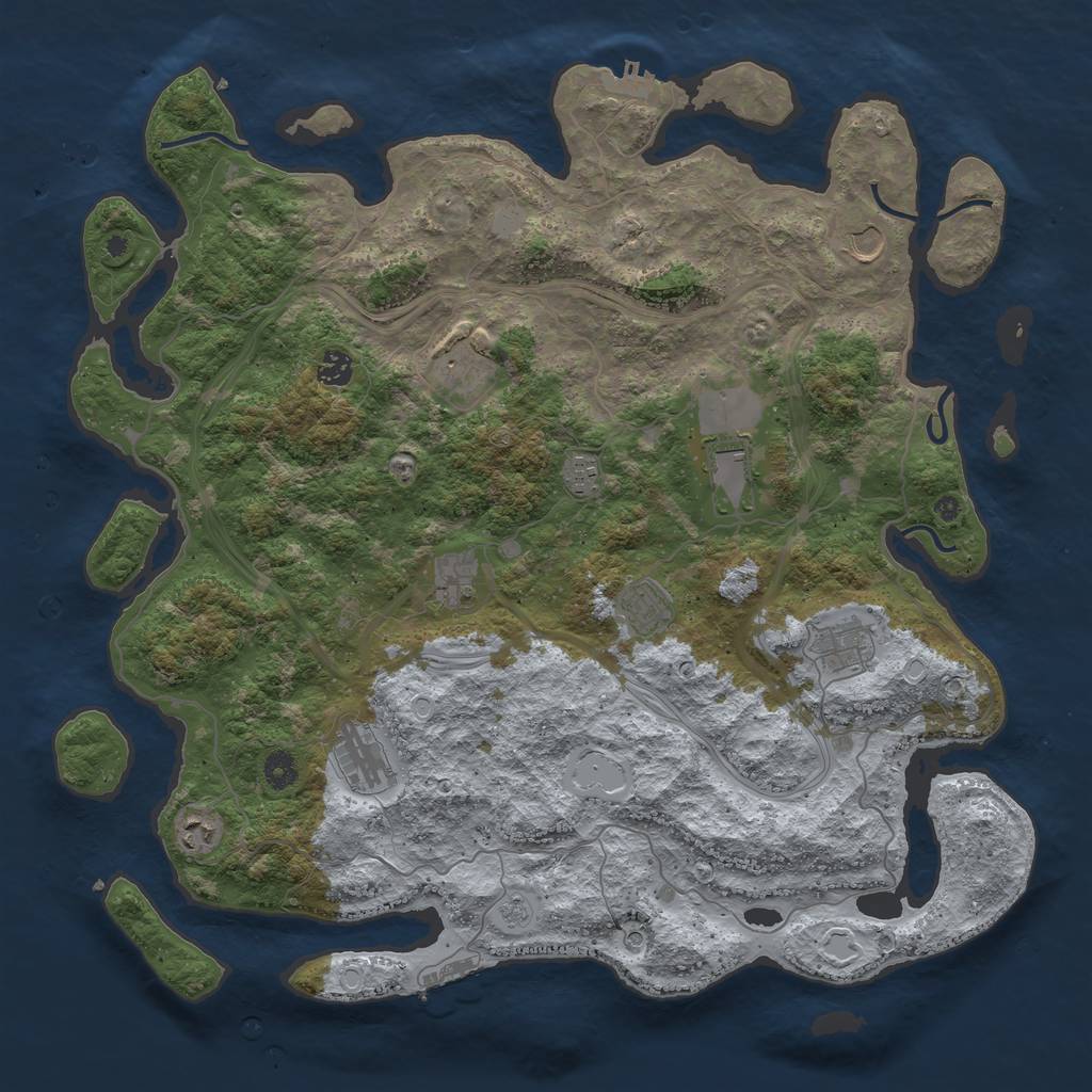 Rust Map: Procedural Map, Size: 4500, Seed: 3009069, 19 Monuments