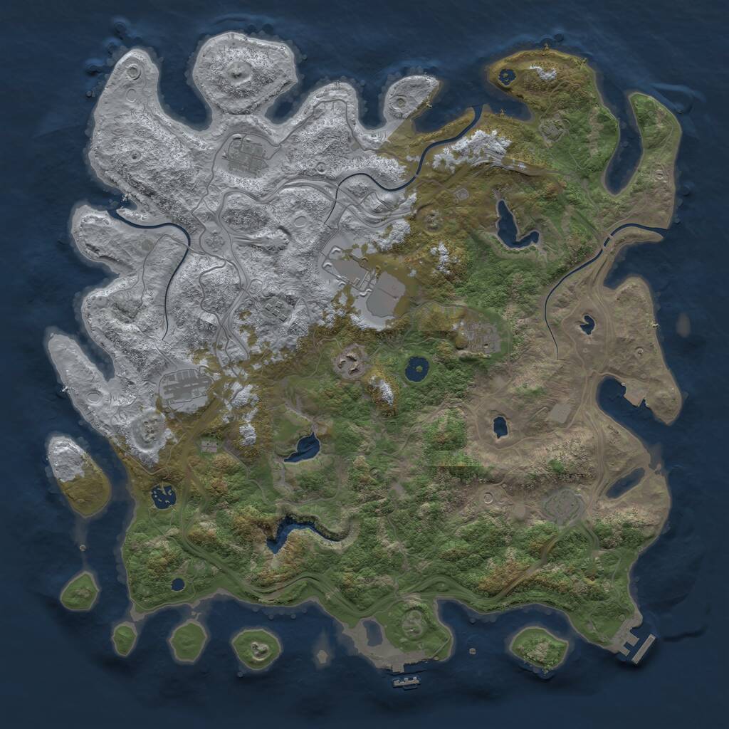 Rust Map: Procedural Map, Size: 4500, Seed: 389190, 14 Monuments