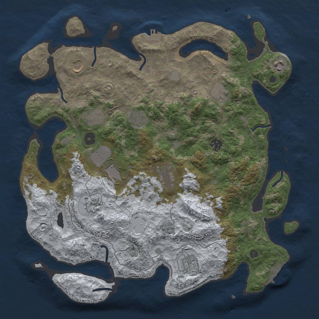 Rust Map: Procedural Map, Size: 4000, Seed: 556089857, 20 Monuments
