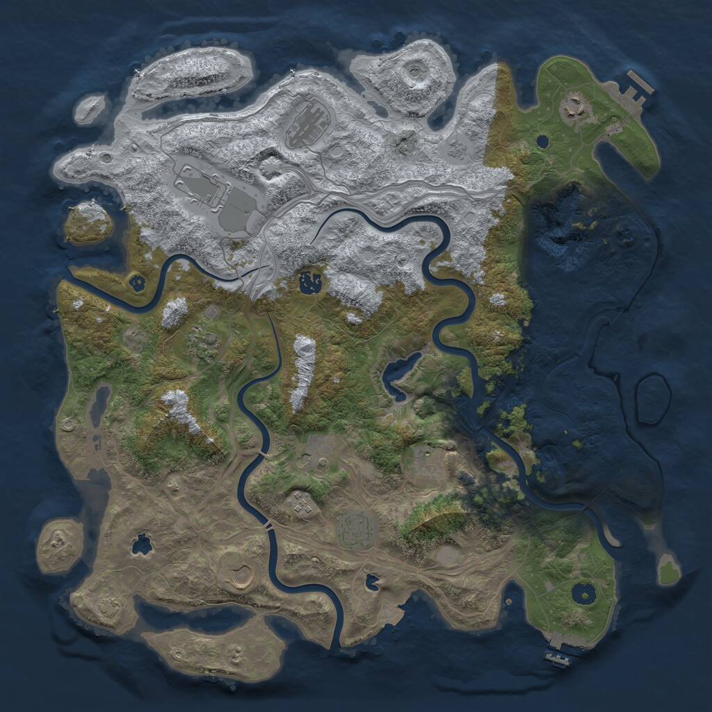 Rust Map: Procedural Map, Size: 4500, Seed: 2948809, 16 Monuments