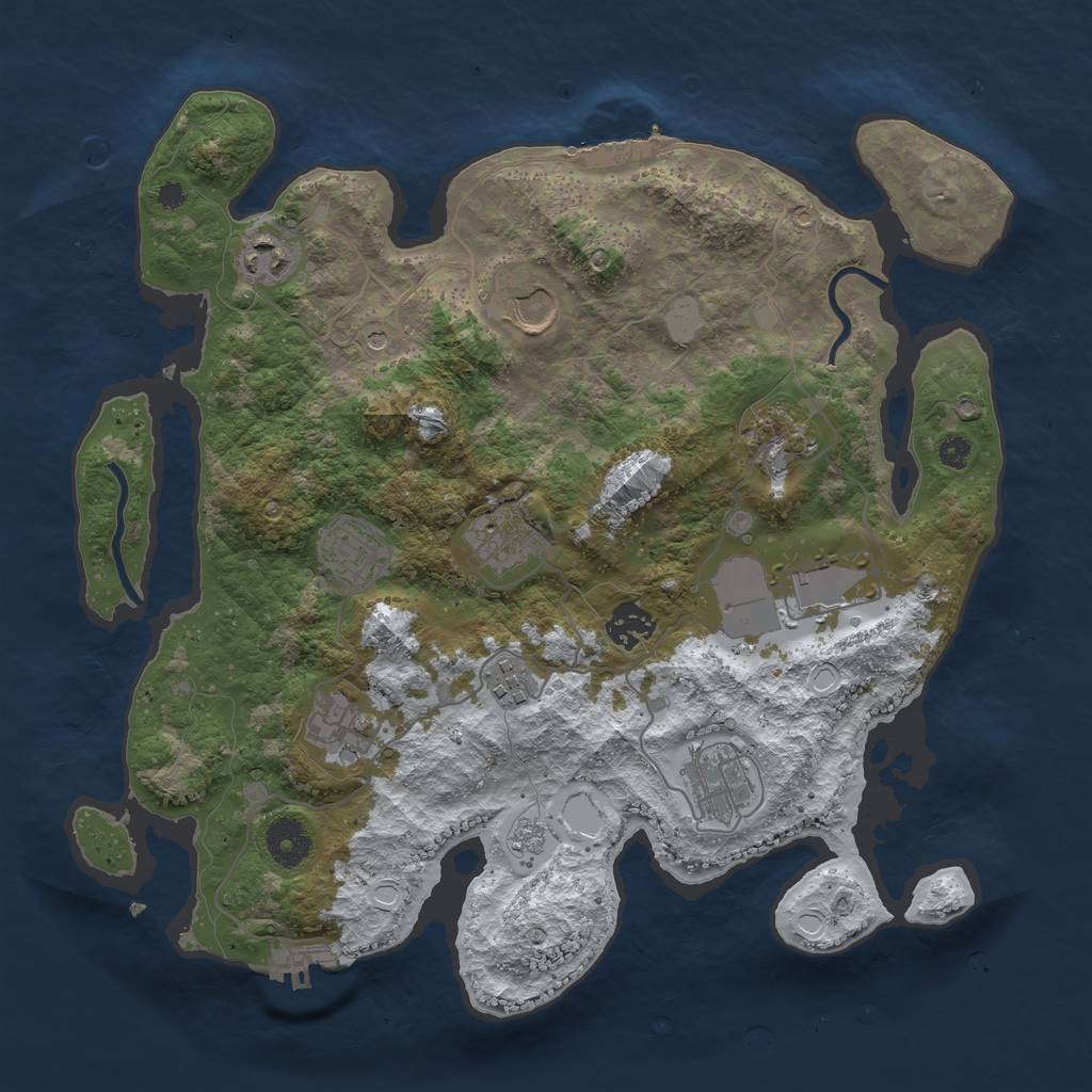 Rust Map: Procedural Map, Size: 3550, Seed: 354522, 19 Monuments
