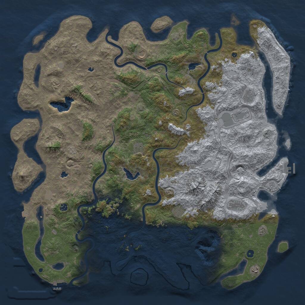 Rust Map: Procedural Map, Size: 6000, Seed: 222571, 17 Monuments