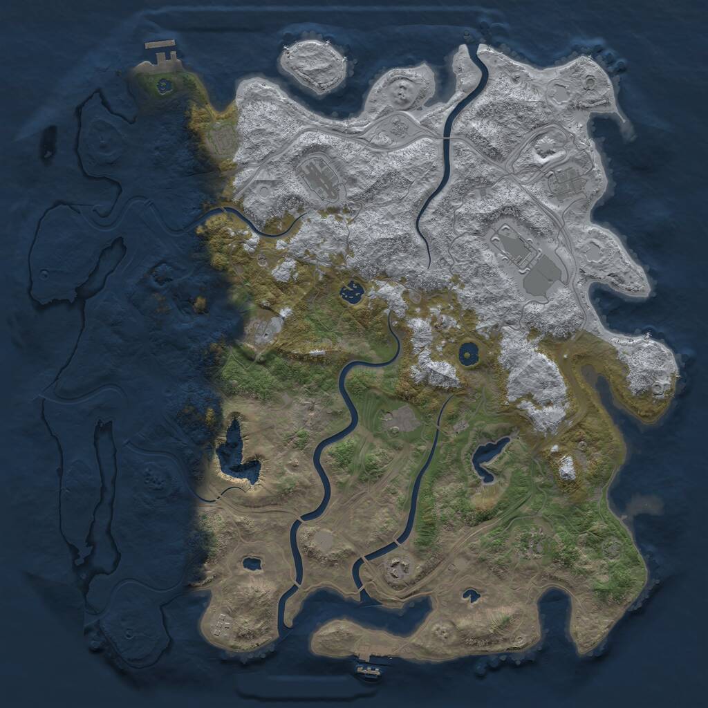 Rust Map: Procedural Map, Size: 4800, Seed: 121315421, 16 Monuments