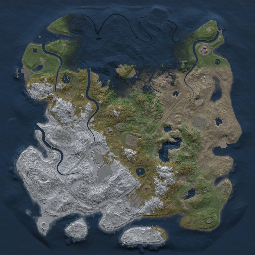 Rust Map: Procedural Map, Size: 4500, Seed: 559946, 16 Monuments
