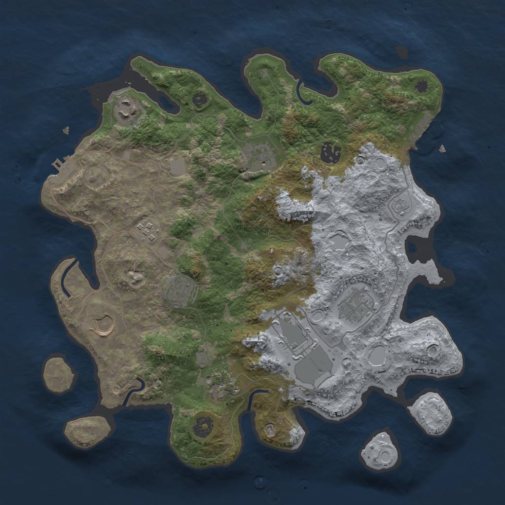 Rust Map: Procedural Map, Size: 3550, Seed: 412143, 17 Monuments