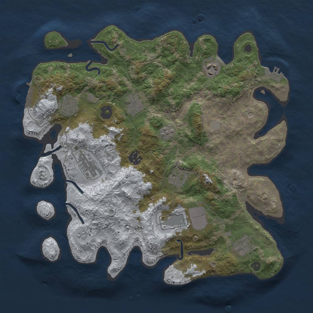 Rust Map: Procedural Map, Size: 3550, Seed: 729897, 18 Monuments
