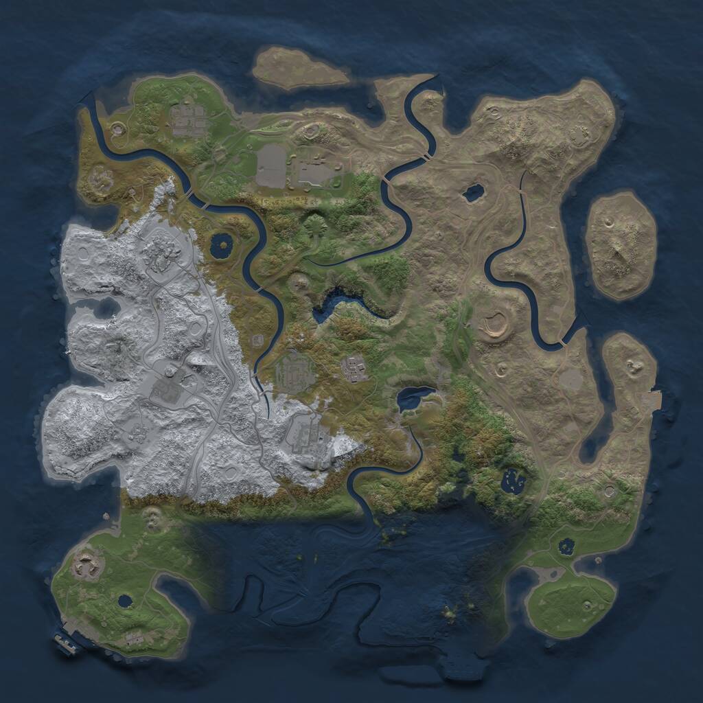 Rust Map: Procedural Map, Size: 4250, Seed: 413744, 16 Monuments