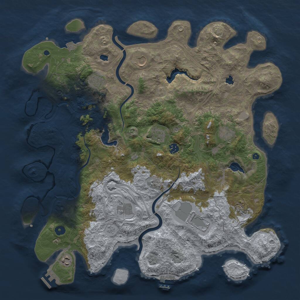 Rust Map: Procedural Map, Size: 4500, Seed: 627811, 16 Monuments