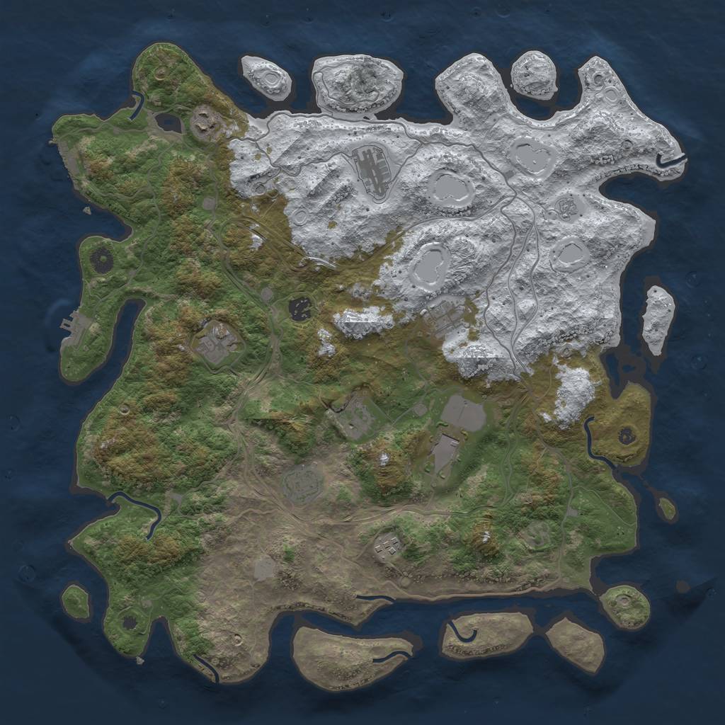 Rust Map: Procedural Map, Size: 4500, Seed: 1277969167, 18 Monuments
