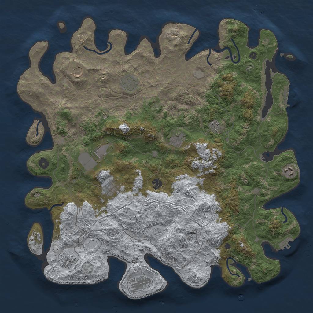 Rust Map: Procedural Map, Size: 4500, Seed: 762037, 19 Monuments